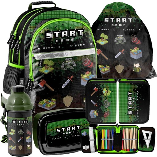 Багатокамерний шкільний рюкзак Paso Shades of green