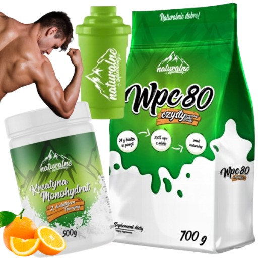 Prírodný proteín koncentrát WPC 80 700g + kreatín Mono 500g + SHAKER 600ml