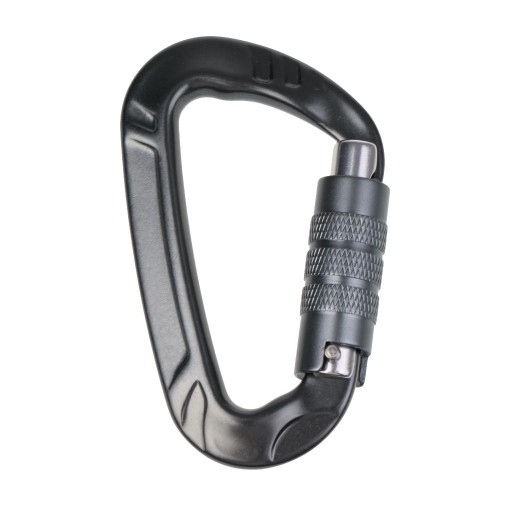 12KN D Shape Carabiner Screwgate Locking Snap Grey