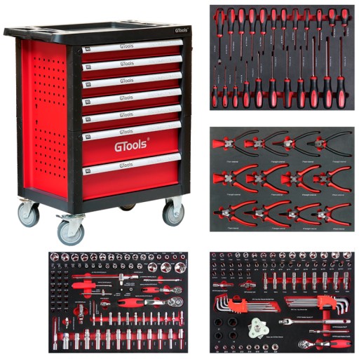 Візок для інструментів + 206 інструментів GTOOLS GT-206