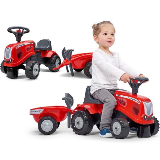 FALK Traktorek Baby Mac Cormick Czerwony z Przycze