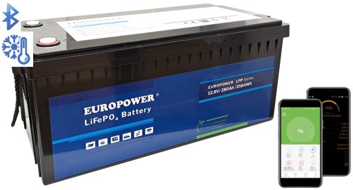Литиевая аккумуляторная батарея europower 280ah 12v нагревательный мат lfp12.8-280 bms