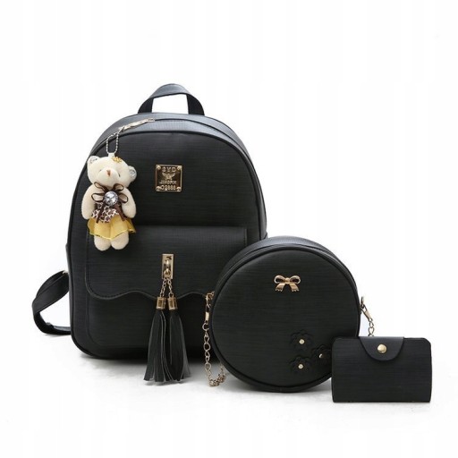 ЖІНОЧИЙ ЧОРНИЙ МАЛЕНЬКИЙ ШКІРЯНИЙ РЮКЗАК З КЛАНЯТИСЯ