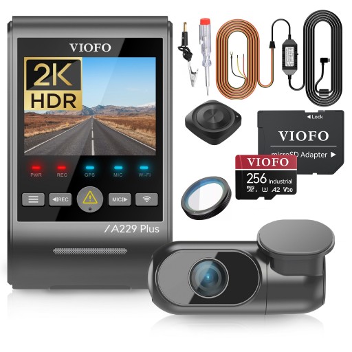 VIOFO A229 PLUS АВТОМОБІЛЬНА КАМЕРА 2CH HDR GPS WIFI POWER SET ПОВНИЙ КОМПЛЕКТ