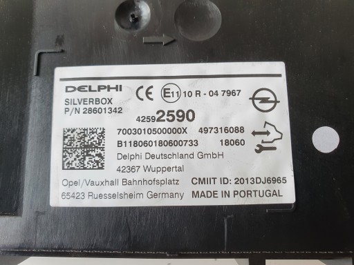 OPEL ASTRA K module RADIA SILVERBOX 42592590