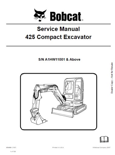 6904866 (7-07) - BobCat Service Repair Manual 425