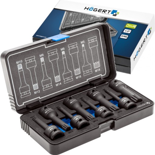 HÖGERT L-WHEELS SPLINE IMPACT SOCKETS 8 шт.