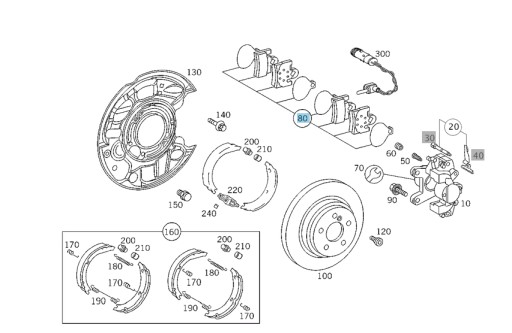 A2112903013 - Гальмівні колодки задні W203, W171, W209 A003420272041