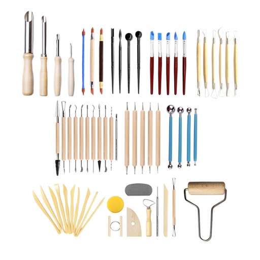 61 Pcs Pottery, Sculpting & Carving Tools Clay Pottery Modeling