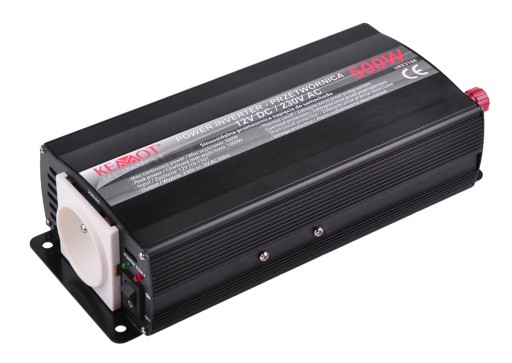 Przetwornica samochodowa napięcia 12V 230V 500W chwilowa 1000W Przewody