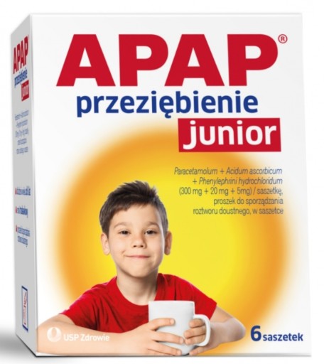 Apap przeziębienie junior lek przeciwbólowy dla dzieci 6 saszetek