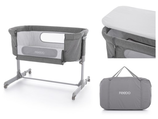 Ліжечко дорожнє Feedo 55 х 95 см відтінки сірий і сріблястий
