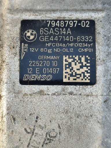 BMW 1 F40 compressor; compressor of the air conditioning 7948797