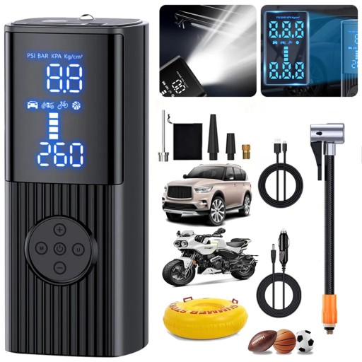 БЕЗДРОТОВИЙ ЕЛЕКТРОНАСОС АВТОМОБІЛЬНИЙ КОМПРЕСОР ВЕЛОСИПЕД 6000mAh LED