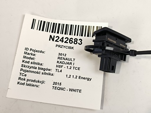 button 255009216RB RENAULT KADJAR and