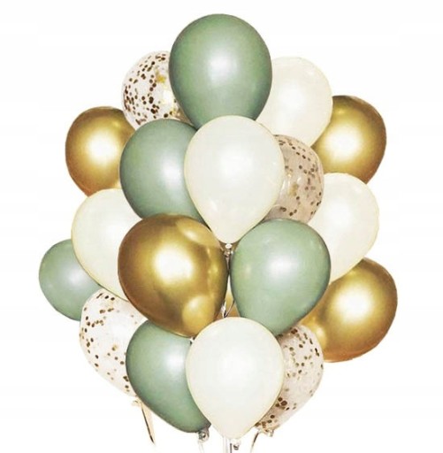ПОВІТРЯНІ КУЛІ BOHO КРЕМОВИЙ ЗОЛОТИЙ ОЛІВКОВИЙ КОНФЕТІ 20 шт