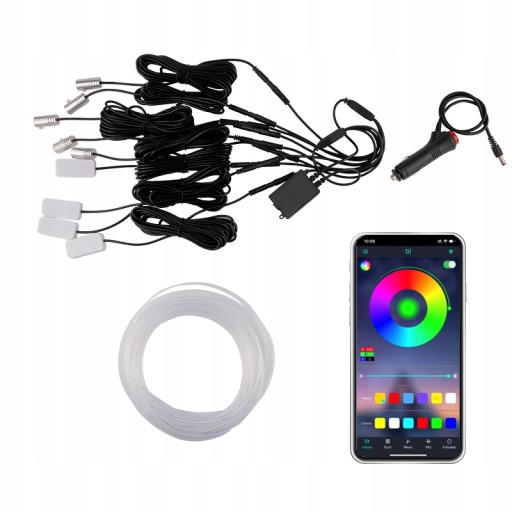 5903726632515 - 6 М ВОЛОКОННО-ОПТИЧНА СВІТЛОДІОДНА СТРІЧКА RGB ДЛЯ АВТОМОБІЛЯ ПУЛЬТ ДИСТАНЦІЙНОГО КЕРУВАННЯ 5В1