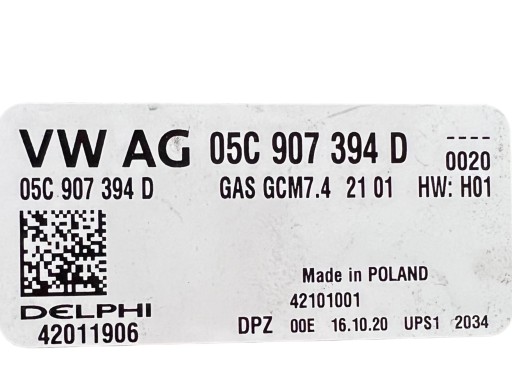 Bedienteil Computer DES MOTORS VW POLO VI 2G 1.0 TSI