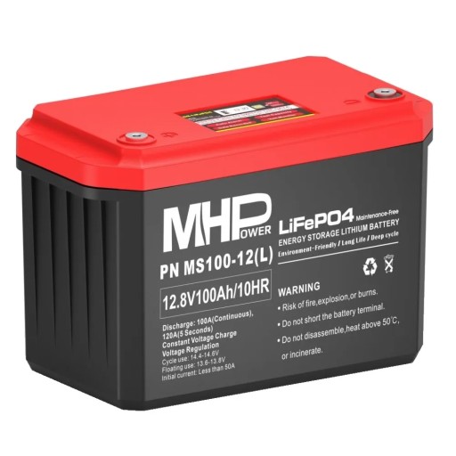 Литиевая батарея MHPower MS100-12(L) LiFePO4 12 В/100 Ач, LC4 — клеммы M8