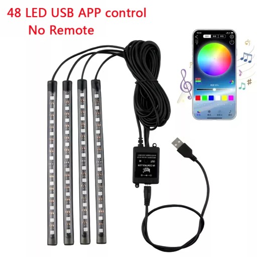 48 додаток USB світлодіодна стрічка для автомобіля-освітлення