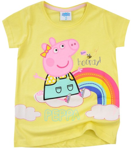 PRASIATKO PEPPA Dievčenská BLÚZKA krátky RUKÁV T-SHIRT žltá 98 D064D