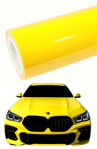 ФОЛЬГА ЖЕЛТАЯ ГЛЯНЦЕВАЯ ЛИМОННАЯ КРИСТАЛЛ 17м*152см ЖЕЛТАЯ АВТОМОБИЛЬНАЯ ШПОНКА