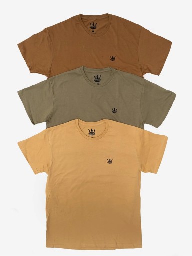 Pánske tričko Sada 3 KS T-SHIRT Hnedá Béžová Zelená Jigga S