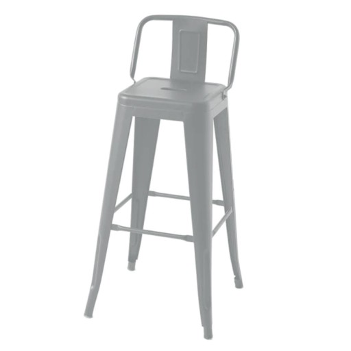 Krzesło metalowe z oparciem stołek BAROWY srebrno szary trwały mocny loft