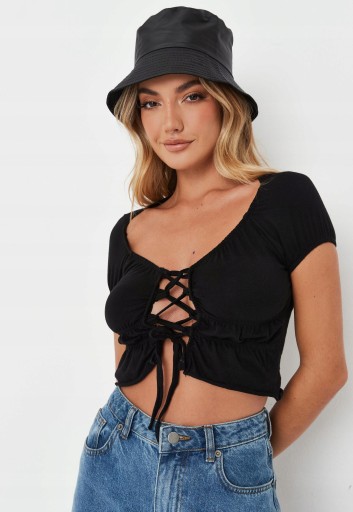 MISSGUIDED KRÓTKA BLUZKA WIĄZANIE R7K XXC__XS