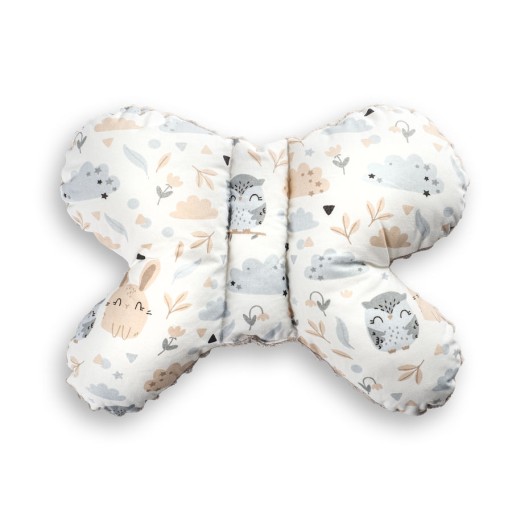 Протиударна подушка Lobli метелик, відтінки сірий і сріблястий