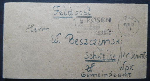 Koperta Feldpost 1943, Poznań - Świetakowo