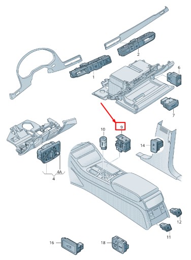 AUDI A8 4H Elektroniczny Schalter Bremse postojowego 4H1927225C