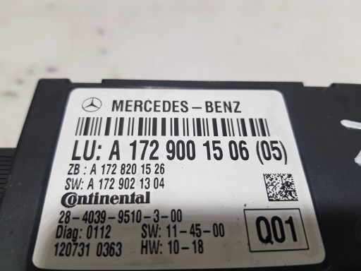 MERCEDES SLK R172 SLC W172 module control unit roofs A1729001506