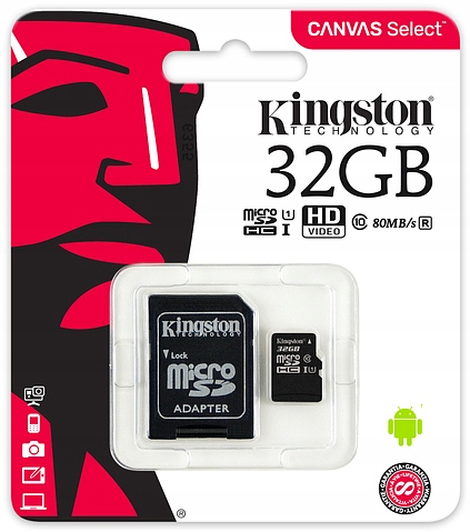 KINGSTON 32GB MICRO SD KARTA SDCS2 CL10 SD ADAPTÉR