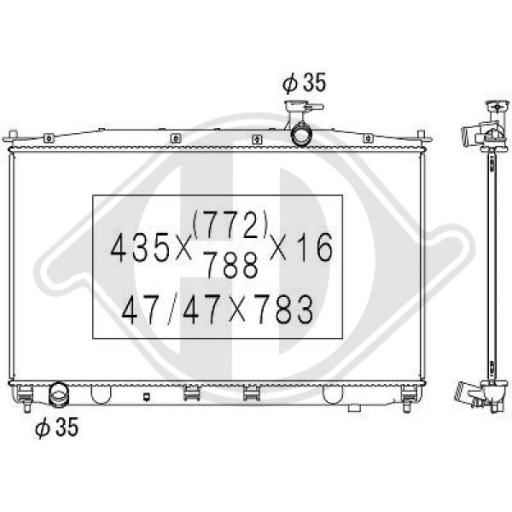 DCM3693 - Радіатор, система охолодження двигуна hyundai santa fe 06-09