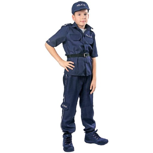 STRÓJ kostium POLSKI POLICJANT przebranie karnawał ZESTAW 120-130 cm