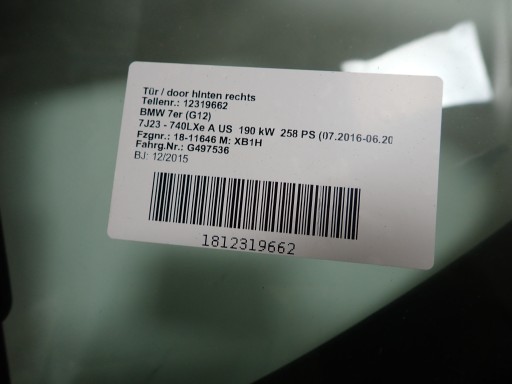 BMW 7 G12 15-22 tür rechts heck hinten