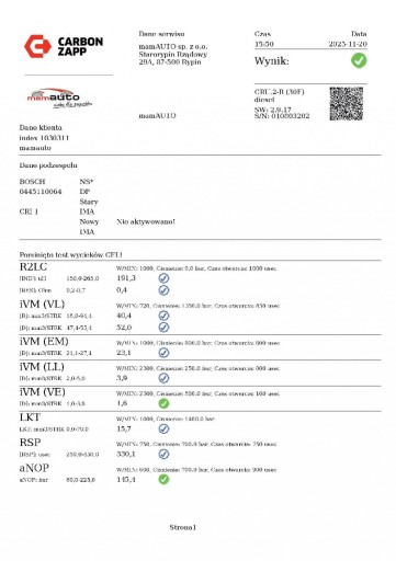 nozzle injector test 0445110175 HYUNDAI SANTA FE and 2.0 CRDI 112 KM 00-04