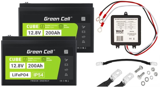 2x зеленых элемента lifepo4 12,8 в/25,6 в, 200 ач, 200 а, балансир накопителя энергии, 24 в