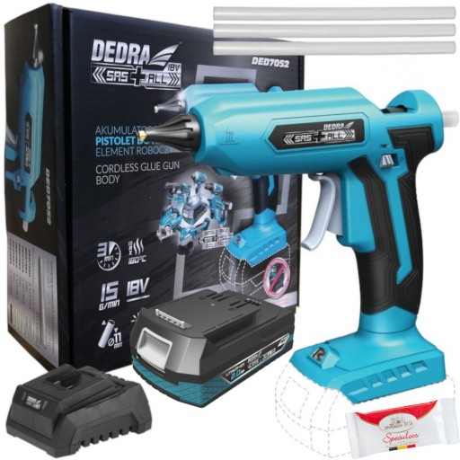 АКУМУЛЯТОРНИЙ КЛЕЄВИЙ ПІСТОЛЕТ DED7052 + БАТАРЕЯ 2AH + ŁAD