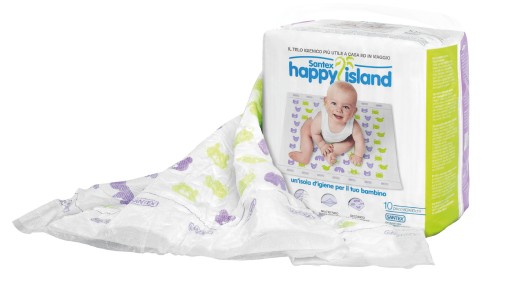 Пеленальна площадка Happy Island в простирадлах 60 см х 60 см 10 шт.