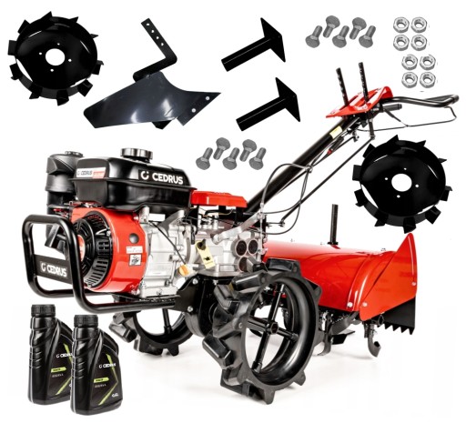 Бензиновый ротаватор CEDRUS GLX540, коробка + ПЛУГ + 2х КОЛЕСА + МАСЛА