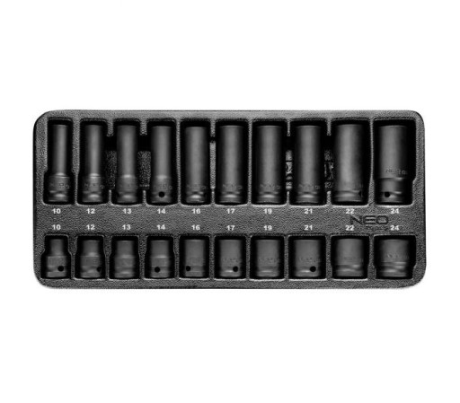НАБОР УДАРНЫХ ГОЛОВОК NEO Tools 1/2 10–24 мм, 20 шт.