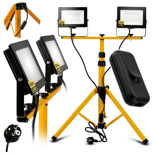 Галогенний Світлодіодний прожектор 2x 50W + штатив кабель 1,5 м