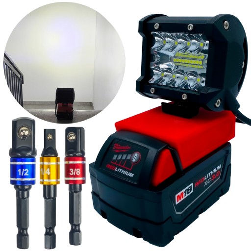 Комплект рабочей лампы MAX MILWAUKEE M18 + набор адаптеров для насадок