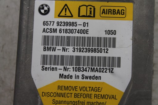 modulo SENSOR airbag 9239985 BMW F10 F11 10-17