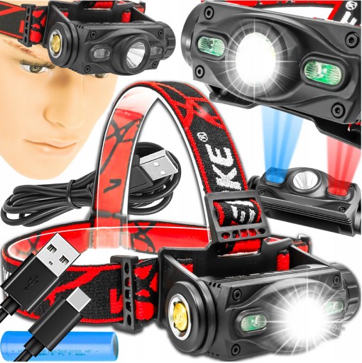 Алюминиевый налобный фонарь 1000 лм, 2000 мАч