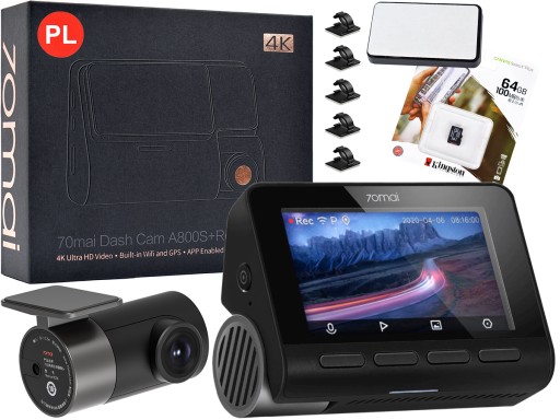 70mai 2 камери автомобіля передні a800s і задні