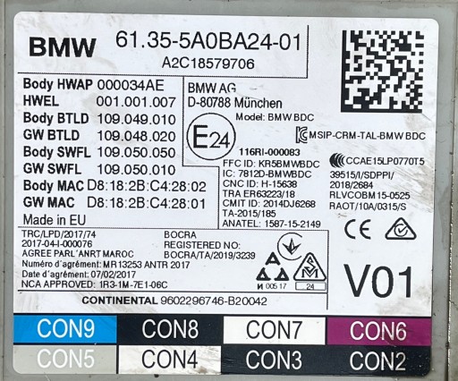 control unit module BDC BMW G30 G31 G32 G11 G12 5A0BA24