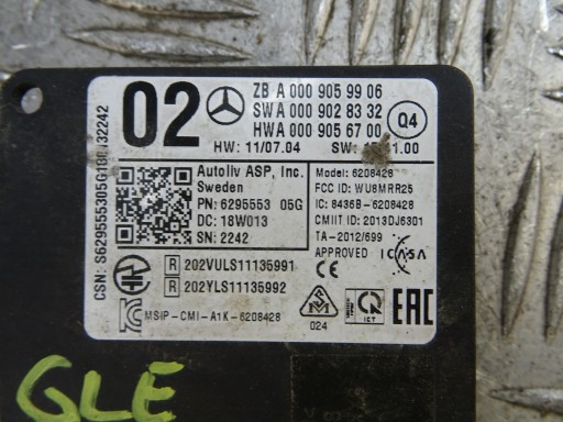 MERCEDES GLE W166 C292 RADAR SENSOR sensor supports RUCHU A0009059906